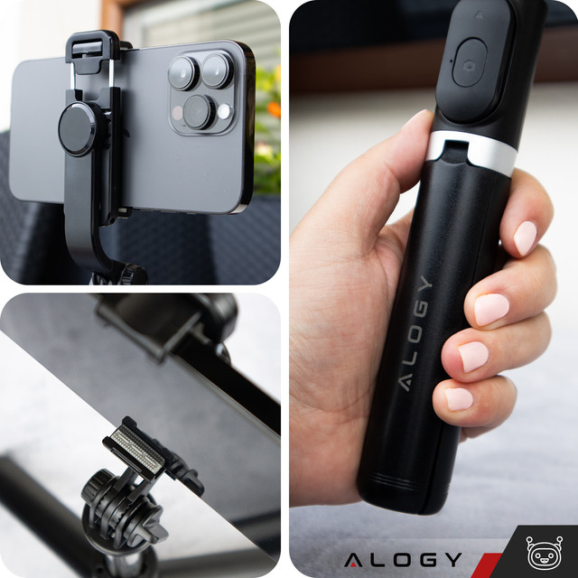 Alogy Selfie Stick Držák na telefon Foto stativ Stativ 103 cm Bluetooth dálkové ovládání černý