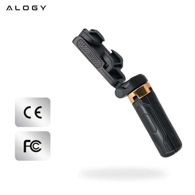 Selfie Stick Mini Tripod stabilny kompaktowy lekki Kijek do Selfie i Statyw Rozkładany 360° z Pilotem Bluetooth 10m, Stojak do Zdjęć i Nagrywania, Alogy FlexiShot™ Czarny