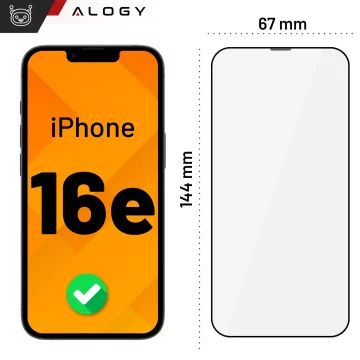 Szkło hartowane do Apple iPhone 16e ochronne szkiełko na ekran 9H Alogy EasyShield™️ z ramką montażową
