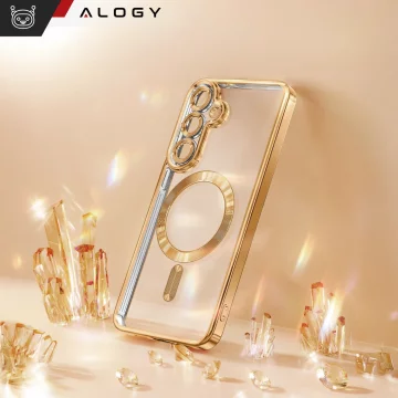 MagSafe Case for Apple iPhone 16 Pro Max Alogy Glamour Luxury Ring Case Gold-Transparent
