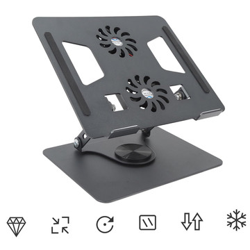 Stojanový stojan na notebook stůl 17,3" nastavitelný 360 chladící skládací hliník 25 x 21,7 cm Alogy Graphite