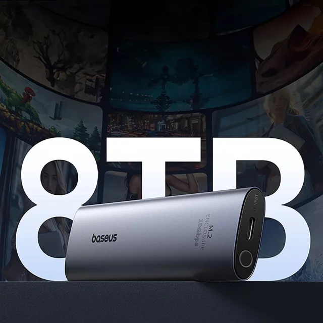 Baseus FlyJoy M.2 NVMe 10 Gb/s SSD-Gehäuse – Graues Gehäuse bis zu 8 TB