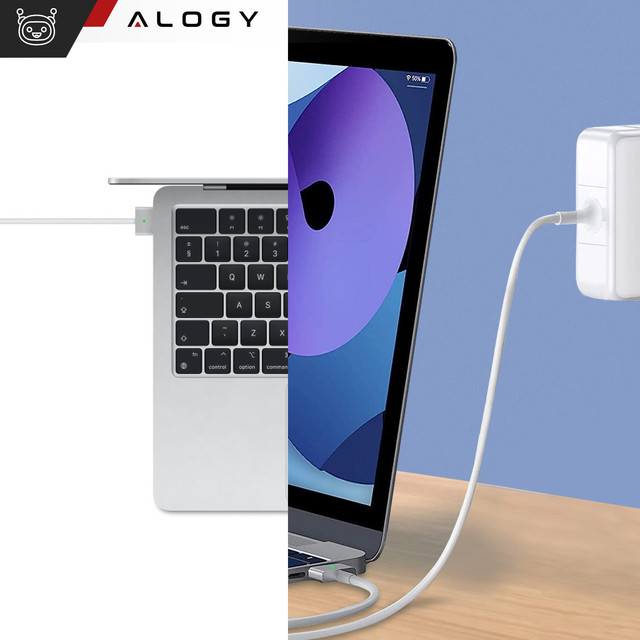 Nabíječka Alogy Nabíječka pro MacBook Nabíječka pro Apple MacBook MagSafe 2 T-type 45W napájecí adaptér bílý