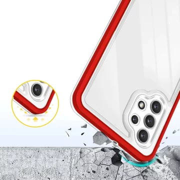 Klare 3in1 Hülle für Samsung Galaxy A72 4G Frame Gel Cover Rot