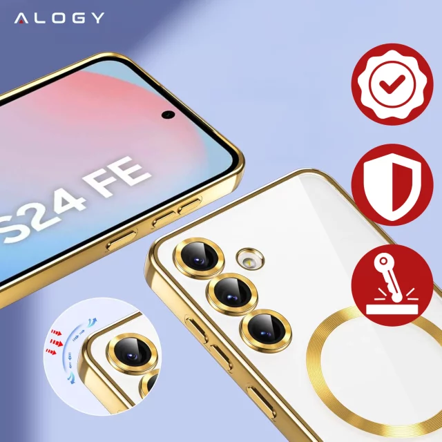 Samsung Galaxy S24 FE Alogy LuxeShield™️ Glamour Luxury Ring MagSafe Hülle mit Kameraabdeckung Gold