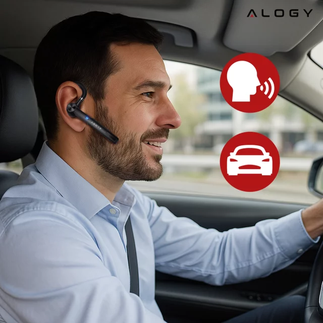 Słuchawka bezprzewodowa do rozmów Bluetooth zestaw słuchawkowy z etui ładującym G1 Alogy Czarna