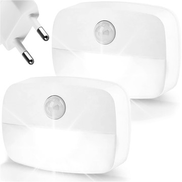 2x LED night lamp with motion sensor for EU socket, 3 light colors Alogy Night Light White