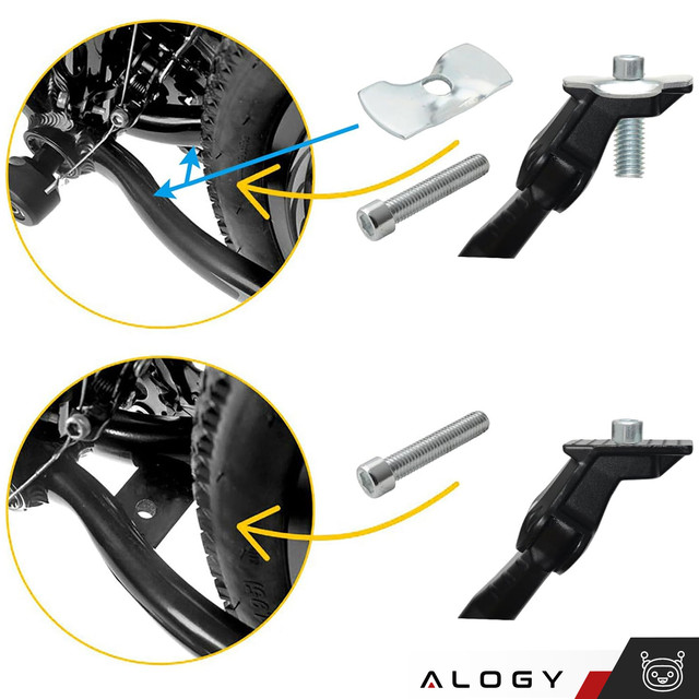 Stopka rowerowa podpórka nóżka regulowana stojak do roweru 24-29 cm centralna aluminiowa Alogy czarna