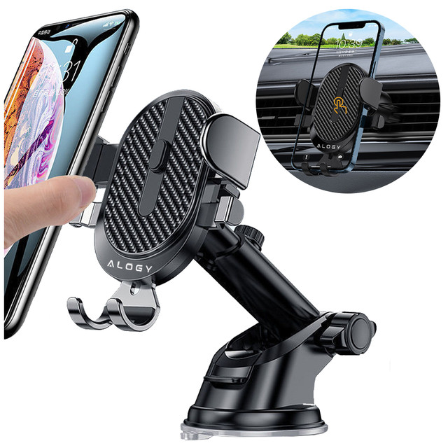 Alogy car holder for 6.5" phone, gravity, for windshield, dashboard Easy One Touch Black