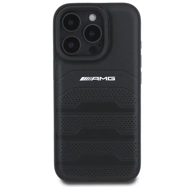 Etui do iPhone 16 Pro Max AMG Leather Debossed Lines czarne