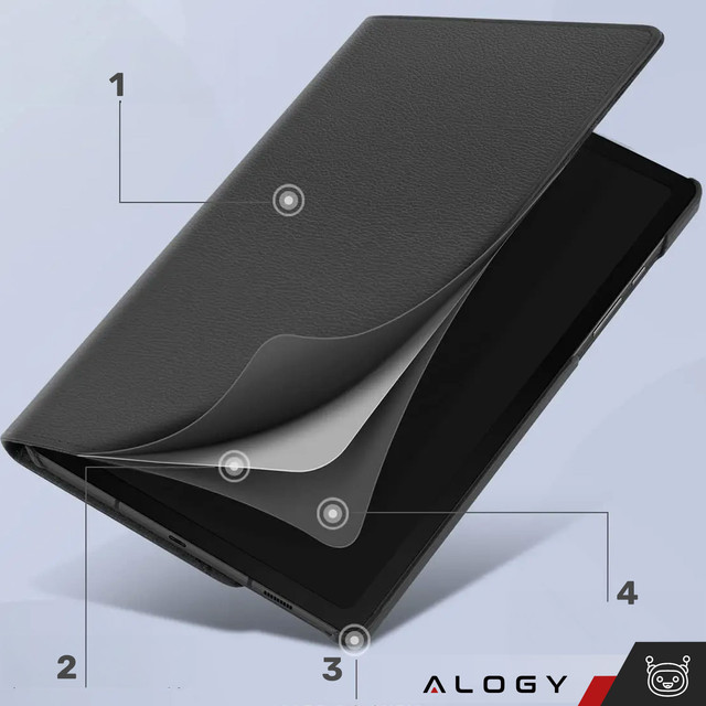 Hülle für Lenovo Tab M10 Plus 10.6 2022 3gen 3gen TB128XU TB125FU Hülle 360 Drehbar Alogy Schwarzes Glas