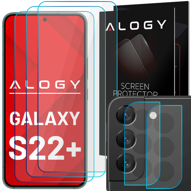 3x 9H Tempered Glass Screen 2x Camera Lens Alogy Glass Pack for Galaxy S22 Plus