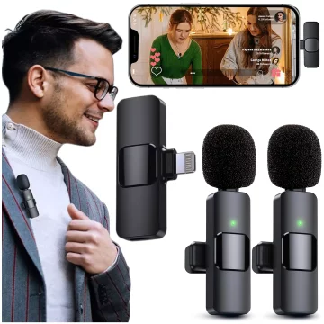 2x Alogy Lightning Wireless Lavalier Microphone for Apple iPhone iPad Small Microphones Two-Microphone Set