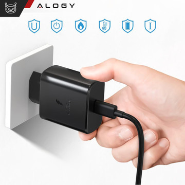 USB-C Type-C PD Premium Fast Wall Charger 25W 3A Type-C Cable 1M Alogy Black