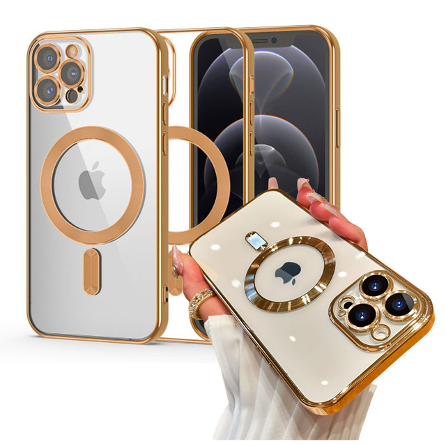MagSafe Case for Apple iPhone 14 Pro Alogy Glamor Luxury Ring housing Gold-transparent