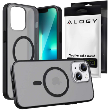 Alogy MagMat matné pouzdro na telefon pro MagSafe ochranný kryt pro Apple iPhone 14 Plus černé sklo