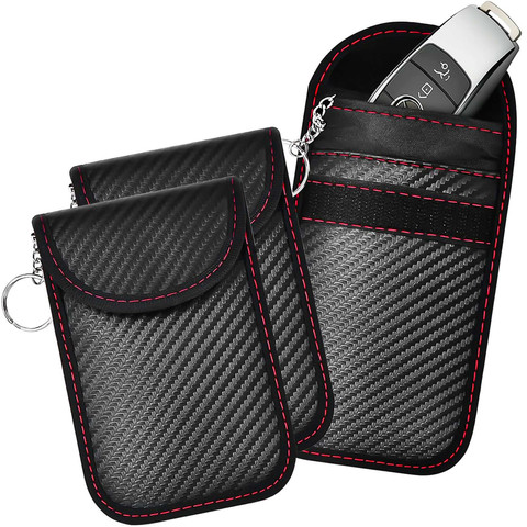 Antykradzieżowe etui na klucze Alogy pokrowiec blokujący sygnał ochrona RFID 13x8.2cm karbon czarny 2szt