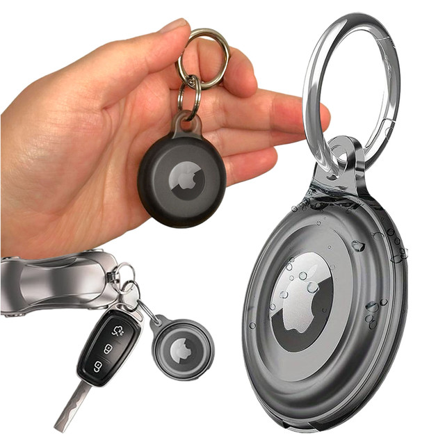 Pouzdro Locator pro Apple AirTag Keychain Waterproof Case Alogy 360 IPX8 Pouzdro s přívěskem matná černá