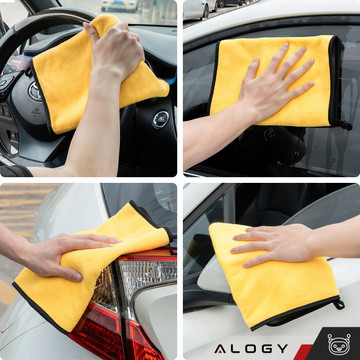 3x Cloth polishing cloth for screens microfiber 30x40 cm Double-sided velour towel for washing screens drying the car Alogy