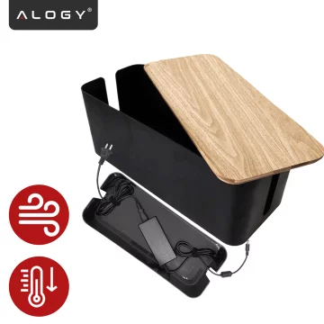 Organizér box na kabely lišty box M stůl podlaha Alogy BOX dřevo Černý