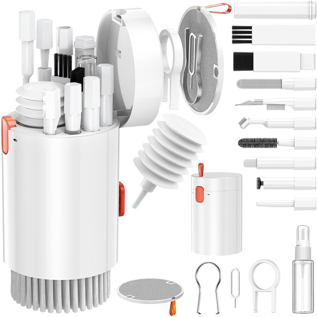 Čisticí sada 20v1 na čištění klávesnice telefonu, sluchátka, multifunkční čistič, kartáč, Alogy Set, bílá