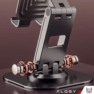 Phone Holder Tablet Stand Stand Foldable Adjustable Aluminum for Desk 4-12.9" 360 Alogy Black