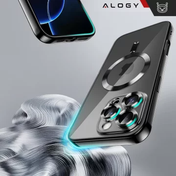 MagSafe Case for Apple iPhone 16 Pro Max Alogy Glamour Luxury Ring Case Black and Clear