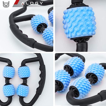 Körpermassagegerät Anti-Cellulite Manueller Muskelroller Alogy 4x Massageroller Universalroller Schwarz und Blau
