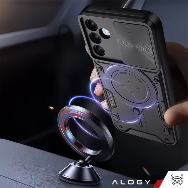 Case for Samsung Galaxy S25 armored Slide Case Ring camera protection housing Alogy CamGuard Pro black