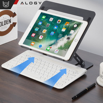 Laptop holder Macbook tablet 17" stand stand foldable adjustable aluminum for desk 25 x 21.5cm Alogy Graphite