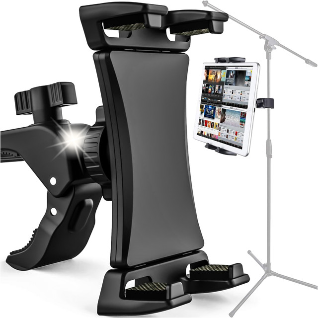 Tablet phone holder 4.7"-12.9" for a bar, tripod, handlebar for a trainer, stationary bike, treadmill, headrest stand Alogy black