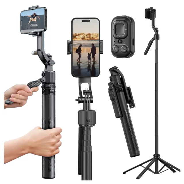 Kijek Selfie Stick Quadrapod Alogy TrackPod 2w1 z uchwytem na telefon i mocowaniem 1/4 Funkcja śledzenia twarzy  kompatybilny z iPhone Android