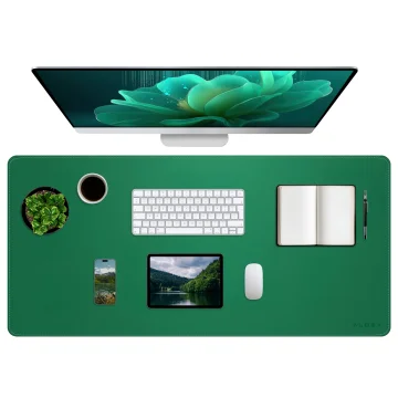 Podkładka na biurko 100×50 cm – antypoślizgowa mata ochronna z eleganckiej ekoskóry PU, pod mysz i klawiaturę, stylowa i trwała – Alogy WorkMat™ Zielona