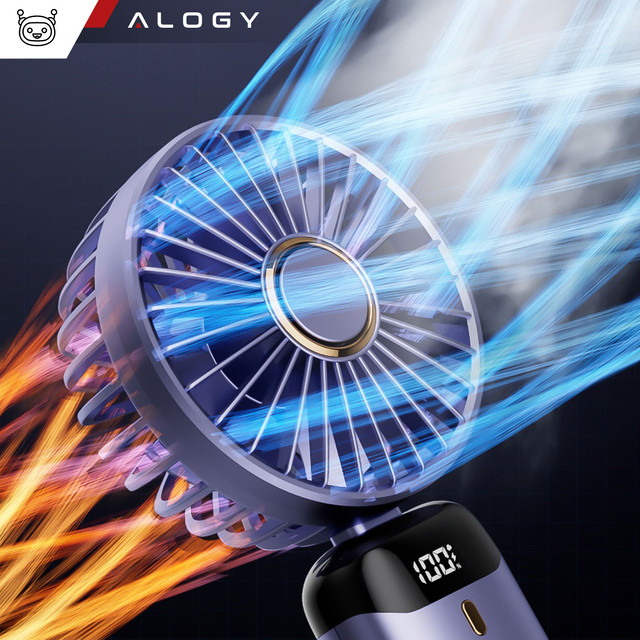 Fan Fan Handheld Fan Wireless Alogy Desktop Portable Handheld with Phone Holder USB-C Navy Blue