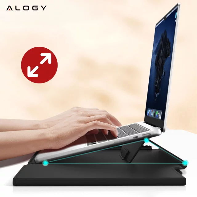 Torba na laptopa Alogy FlexCase Pro wielofunkcyjna rozkładana z podstawką i podkładką na myszkę do Macbooka 15 / 15.6 / 16.1" Czarna