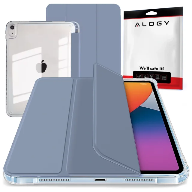 Etui do Apple iPad 11gen. 11" 2025 / 10gen. 10.9" 2022 – hybrydowa ochrona z miejscem na rysik, składana okładka z funkcją podstawki, precyzyjne dopasowanie – Alogy HybridBook™ Case Szara lawenda
