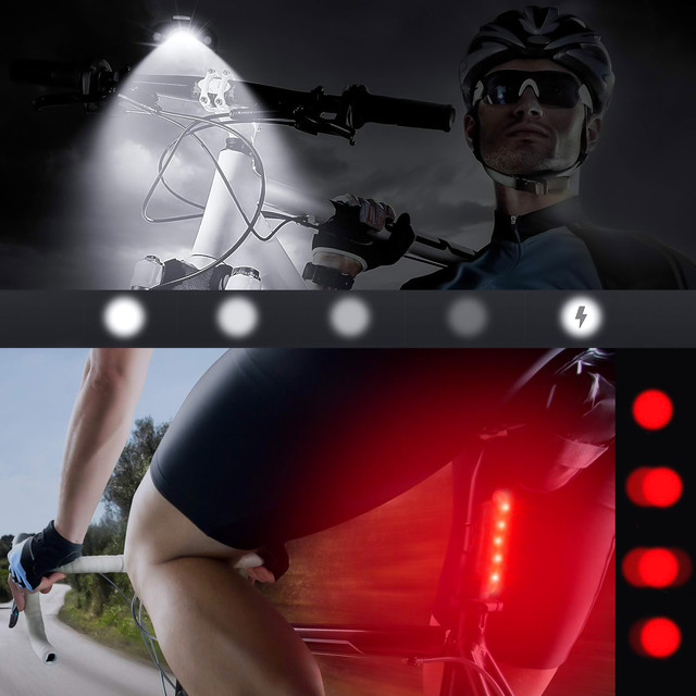 Bike Light Front Rear LED Front Rear Bike Light Lighting Waterproof IPX4 USB Bike Light Kit Alogy