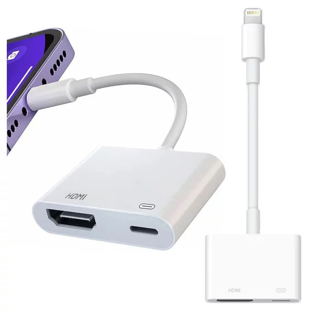 Przejściówka Lightning do HDMI i Lightning – adapter Full HD 60 Hz, łatwe podłączenie iPhone / iPad do TV lub projektora, Plug & Play – Alogy LightningHD™ Biały