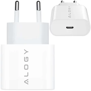 Rychlá 30W USB-C nástěnná nabíječka USB typ C GaN PD pro iPhone Alogy cube Bílý kabel USB-C 1m