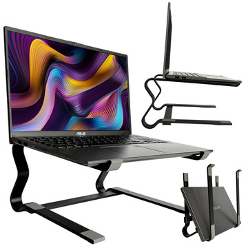 Laptop holder Macbook tablet 18" stand stand foldable adjustable aluminum for desk 25 x 26cm Alogy Black