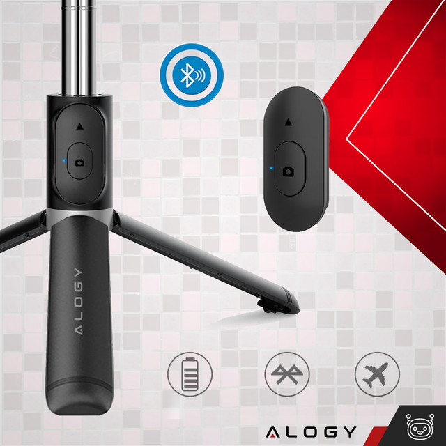 Alogy Selfie Stick Držák na telefon Foto stativ Stativ 103 cm Bluetooth dálkové ovládání černý