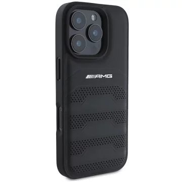 iPhone 16 Pro Max Case AMG Leather Debossed Lines Black
