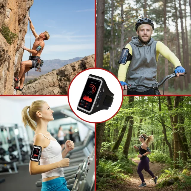 Etui do biegania na ramię do telefonu do 6.7" – wodoodporna opaska sportowa, regulowany pasek, bezpieczne i wygodne mocowanie – Alogy WaterProof Sport ArmBand™ Czarna