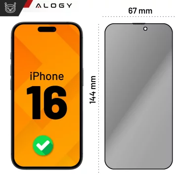 Ochranné tvrzené sklo Privacy EasyShield™️ pro Apple iPhone 16 9H s montážním rámečkem