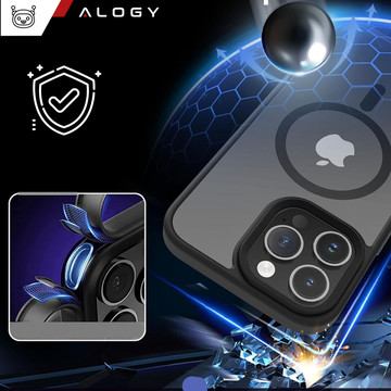 Hülle für iPhone 14 Pro Mag Safe Matt Case Cover Matte Alogy Ring Armored Phone Case Schwarzes Glas