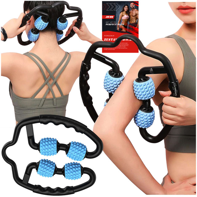 Körpermassagegerät Anti-Cellulite Manueller Muskelroller Alogy 4x Massageroller Universalroller Schwarz und Blau