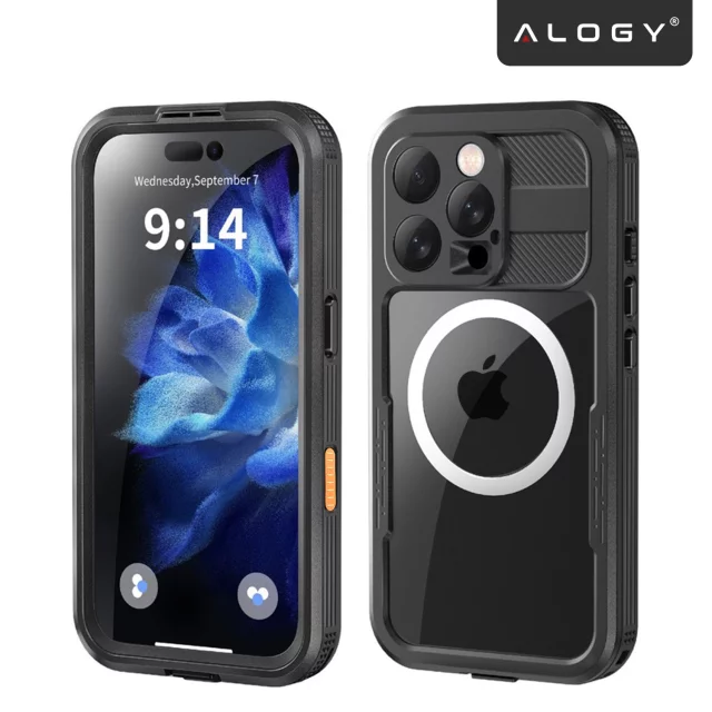 Alogy HydroArmor™ IP68 wasserdichte Hülle mit transparenter Rückseite, 360-Panzerabdeckung für MagSafe für Apple iPhone 16 Pro Max