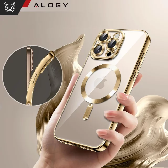 MagSafe Case for Apple iPhone 16 Pro Max Alogy Glamour Luxury Ring Case Gold-Transparent