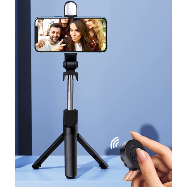 Alogy Holder Wireless Selfie Stick Bluetooth foldable Tripod Mini tripod for phone with LED light