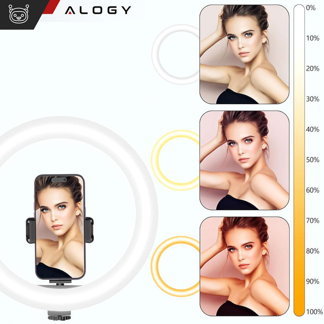 Alogy LED ring light 10 inch photographic Ring for makeup stand for desk top Black